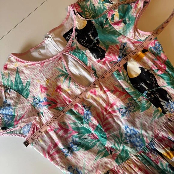 Hell Bunny Pink and Green Tropical Mini Dress - Picture 7 of 8